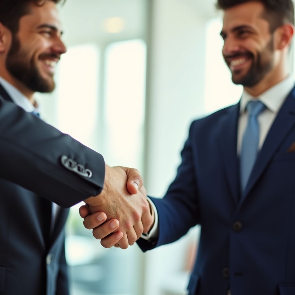 Consultor dando la mano a un cliente