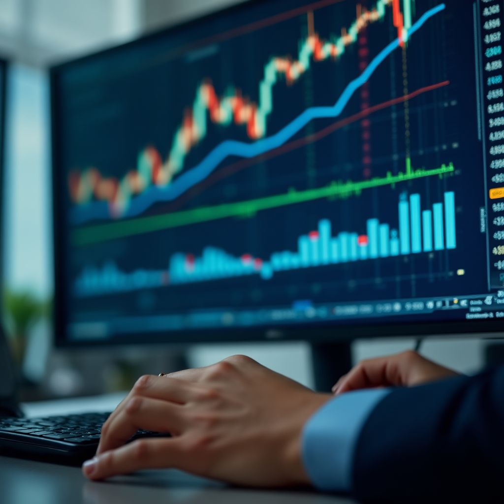 Analista revisando gráficos financieros